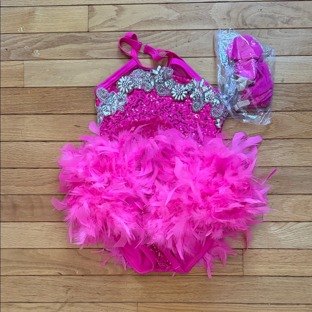 Weissman Fuchsia Feathered Dance Costume